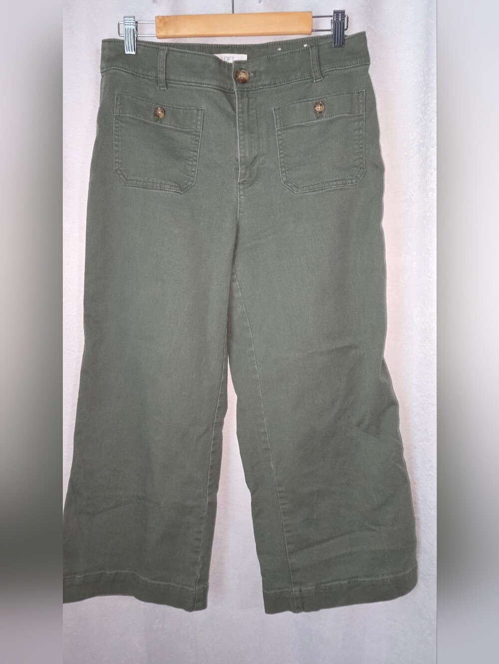 LOFT Olive Green Wide-Leg Button-Front Jeans